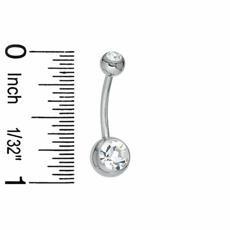 014 Gauge Belly Button Ring with Cubic Zirconia in Solid Stainless