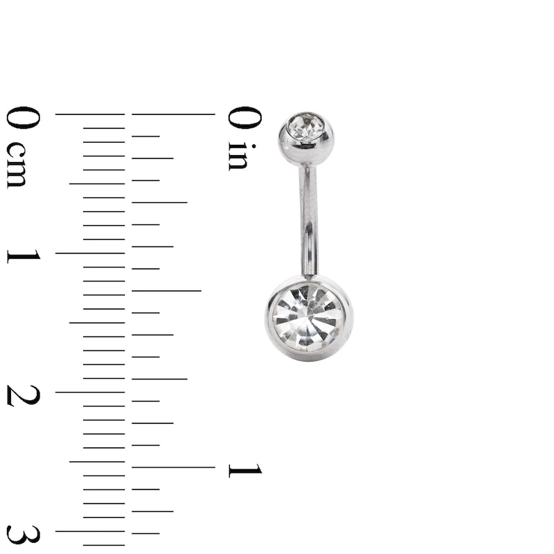 Stainless Steel CZ Belly Button Ring - 14G 7/16"