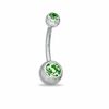 Thumbnail Image 1 of 014 Gauge Belly Button Ring with Green Cubic Zirconia in Stainless Steel