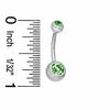 Thumbnail Image 2 of 014 Gauge Belly Button Ring with Green Cubic Zirconia in Stainless Steel