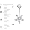 Thumbnail Image 3 of Solid Stainless Steel CZ Marquise Flower Belly Button Ring - 14G