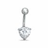 Thumbnail Image 0 of Stainless Steel CZ Heart Belly Button Ring - 14G 3/8"