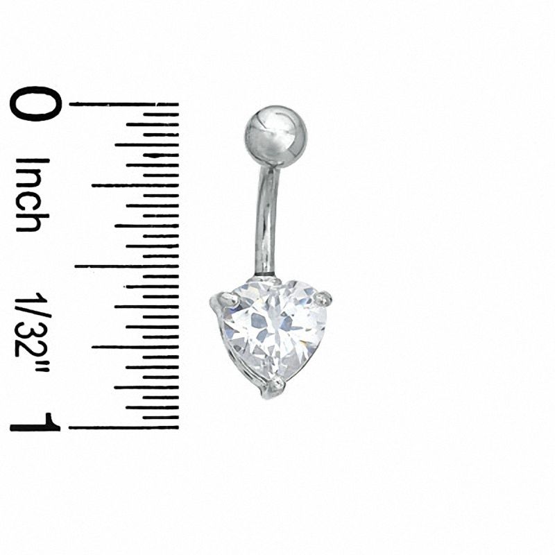 Stainless Steel CZ Heart Belly Button Ring - 14G 3/8"