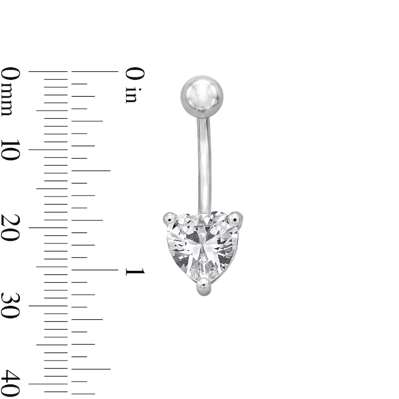 Main Image 3 of Stainless Steel CZ Heart Belly Button Ring - 14G 3/8"
