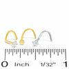 Thumbnail Image 2 of 10K Hollow and Solid Yellow and Whte Gold CZ Screw Nose Stud Set - 22G