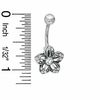 014 Gauge Flower Belly Button Ring with Cubic Zirconia in Stainless Steel