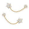 Cubic Zirconia Star and Chain Drop Earrings in 10K Gold