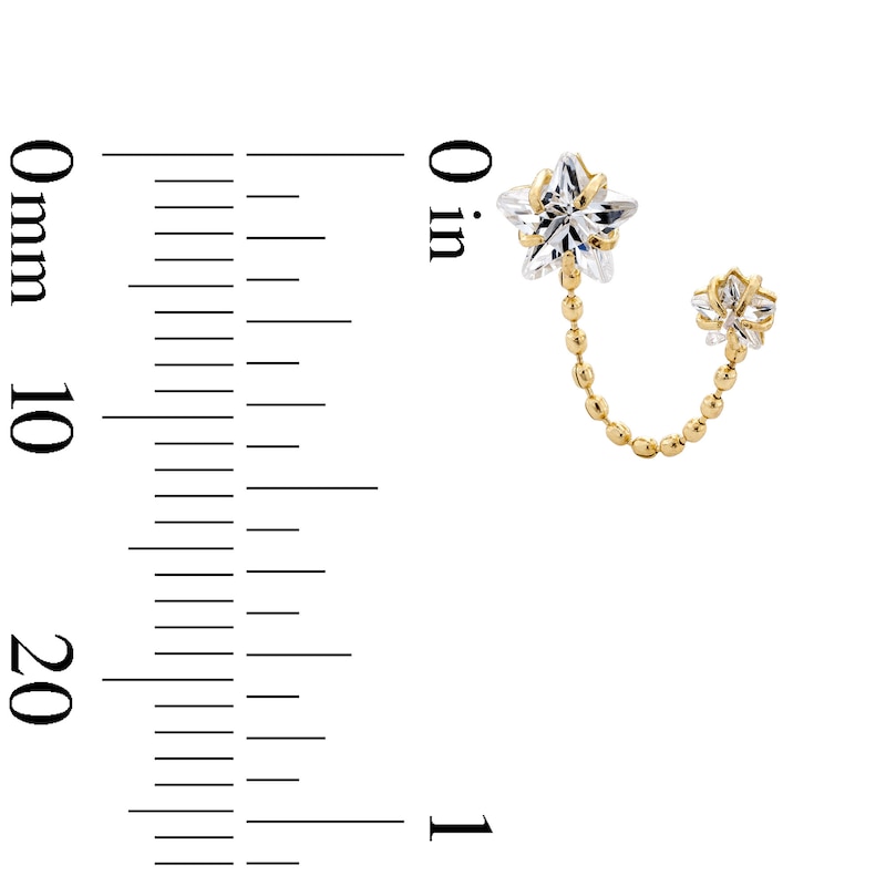 Main Image 2 of Cubic Zirconia Star and Chain Drop Earrings in 10K Gold