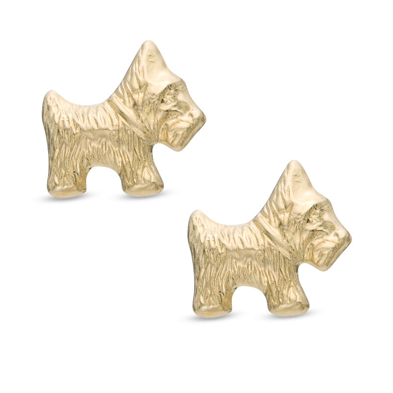 Scottie Dog Stud Earrings in 10K Gold