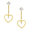 Thumbnail Image 0 of Cubic Zirconia Open Heart Dangle Earrings in 10K Gold