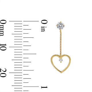 Cubic Zirconia Open Heart Dangle Earrings in 10K Gold