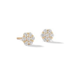 Cubic Zirconia Flower Stud Earrings in 10K Gold