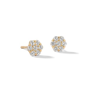 Cubic Zirconia Flower Stud Earrings in 10K Gold