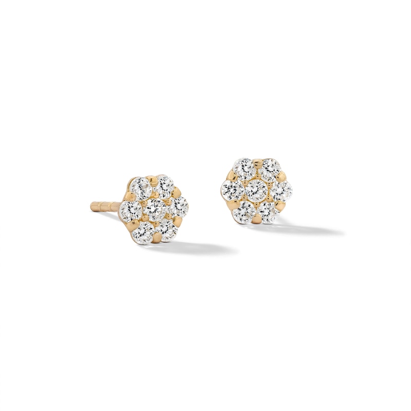 Main Image 1 of Cubic Zirconia Flower Stud Earrings in 10K Gold