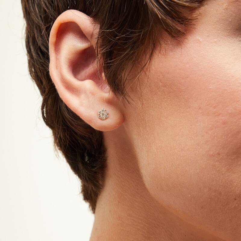 Main Image 2 of Cubic Zirconia Flower Stud Earrings in 10K Gold