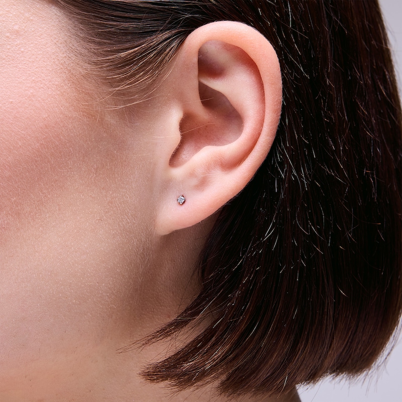 Main Image 2 of 2mm Cubic Zirconia Solitaire Stud Piercing Earrings in Solid Stainless Steel