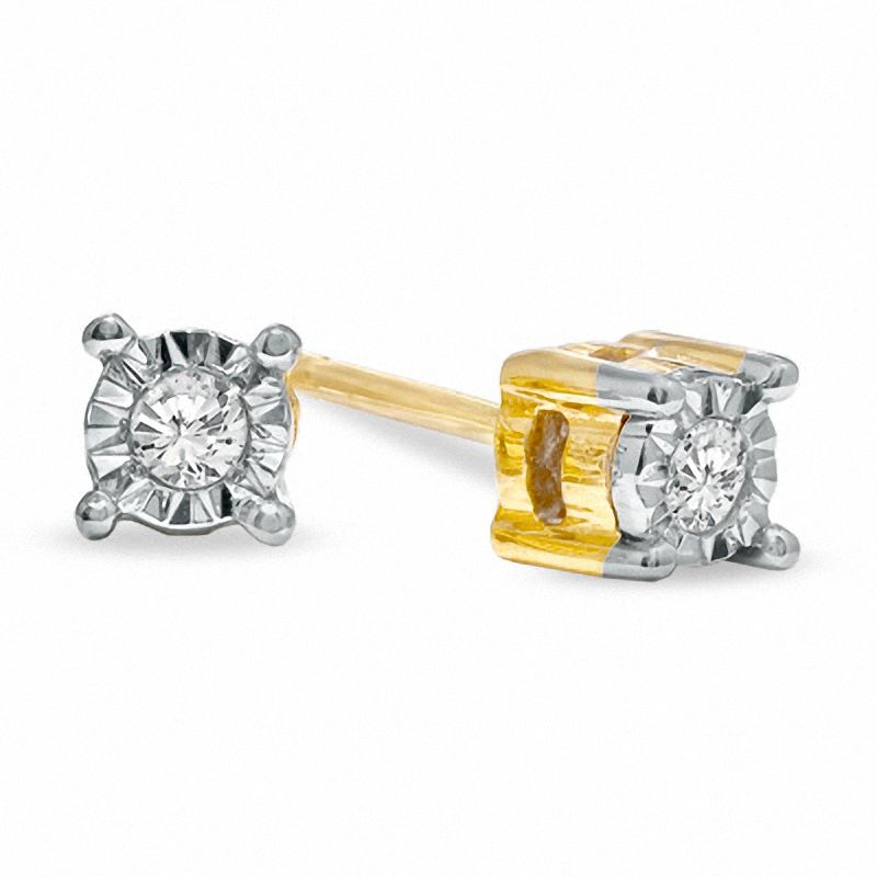 Main Image 1 of 1/10 CT. T.W. Diamond Illusion Stud Earrings in 10K Gold