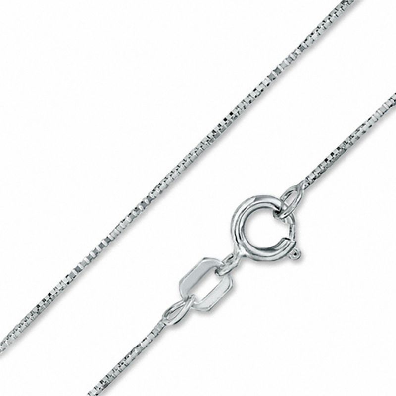 Main Image 1 of 10K Solid White Gold Box Chain - 18"