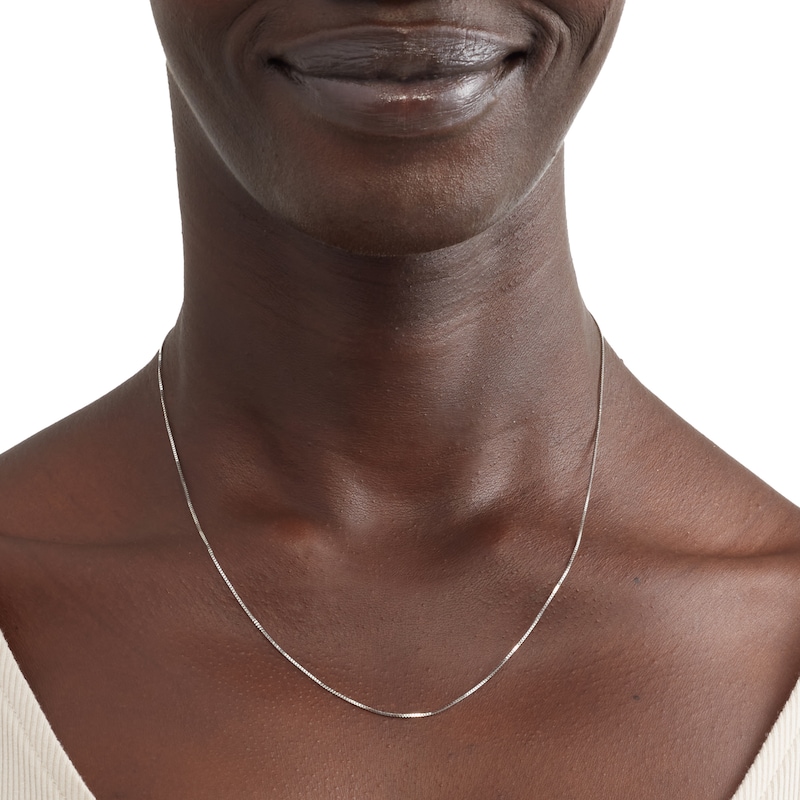 Main Image 2 of 10K Solid White Gold Box Chain - 18"