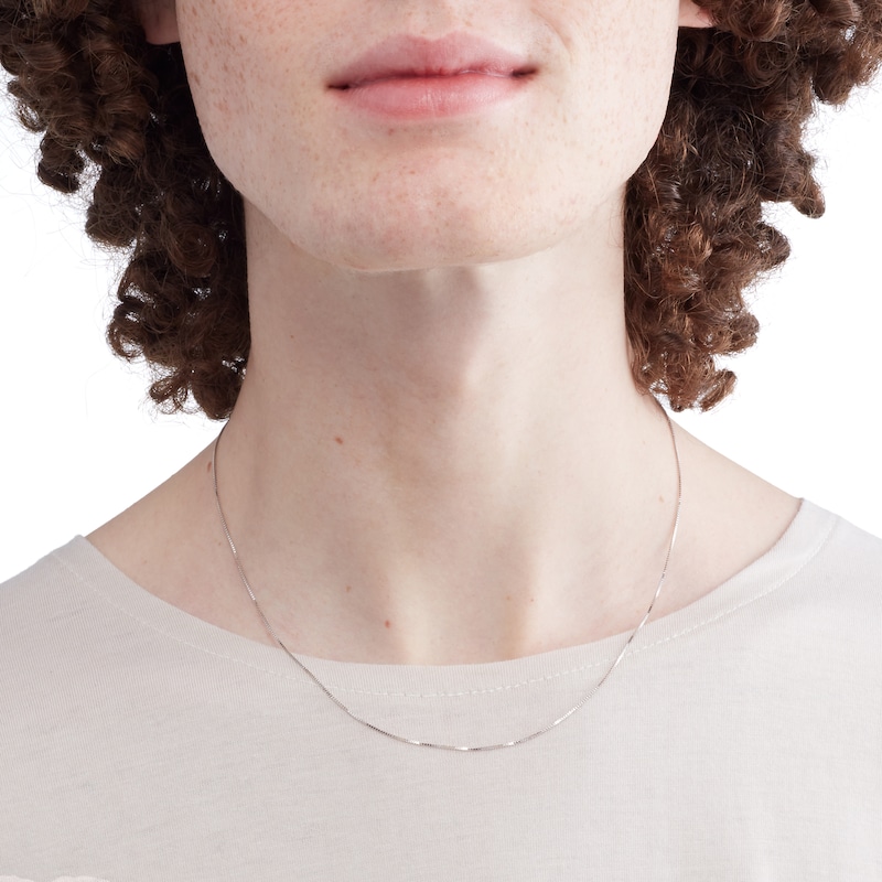Main Image 3 of 10K Solid White Gold Box Chain - 18"