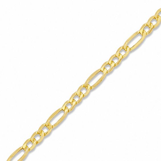 100 Gauge Hollow Figaro Chain Bracelet in 14K Gold - 8"