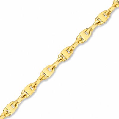 10K Gold 060 Gauge Hammered Mariner Chain Anklet - 10"
