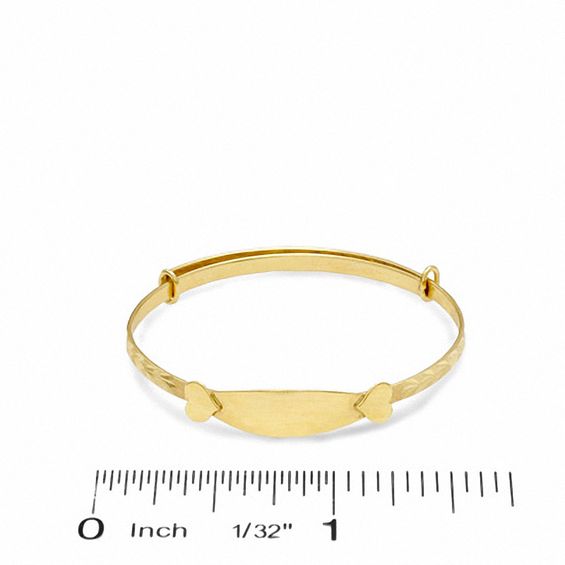 Child's Adjustable 14K Gold Heart ID Bangle Bracelet