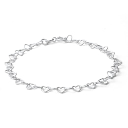 Made in Italy Heart Link Bracelet with Small Heart Lock in Sterling Silver - 7.5&quot;