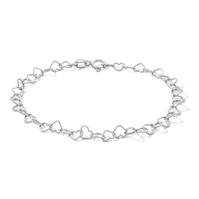 Made in Italy Heart Link Bracelet with Small Heart Lock in Sterling Silver - 7.5"