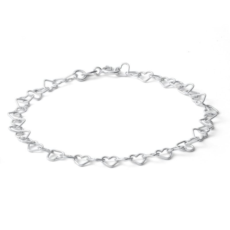 Made in Italy Heart Link Bracelet with Small Heart Lock in Sterling Silver - 7.5"