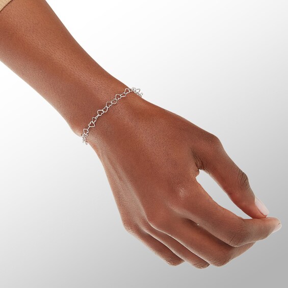 Made in Italy Heart Link Bracelet with Small Heart Lock in Sterling Silver - 7.5"