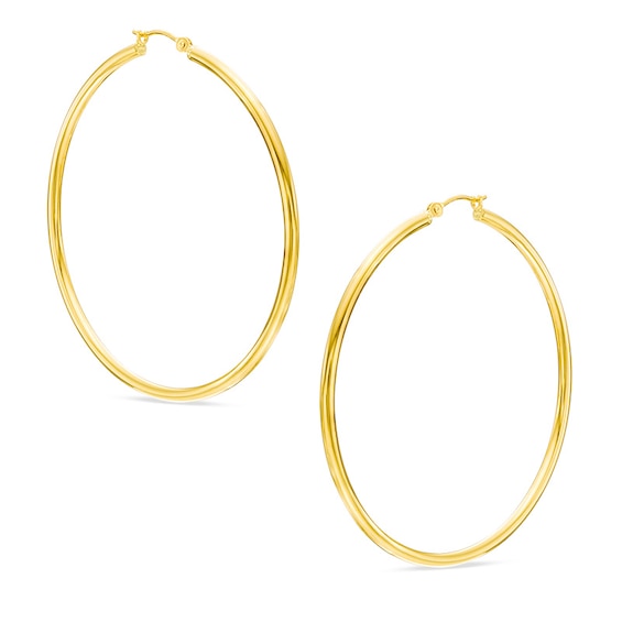60mm Extra Large Polished Hoop Earrings in 10K Gold