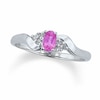 Pink Sapphire Twist Ring in 10K White Gold with Diamond Accents - Size 7
