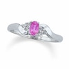 Thumbnail Image 0 of Pink Sapphire Twist Ring in 10K White Gold with Diamond Accents - Size 7