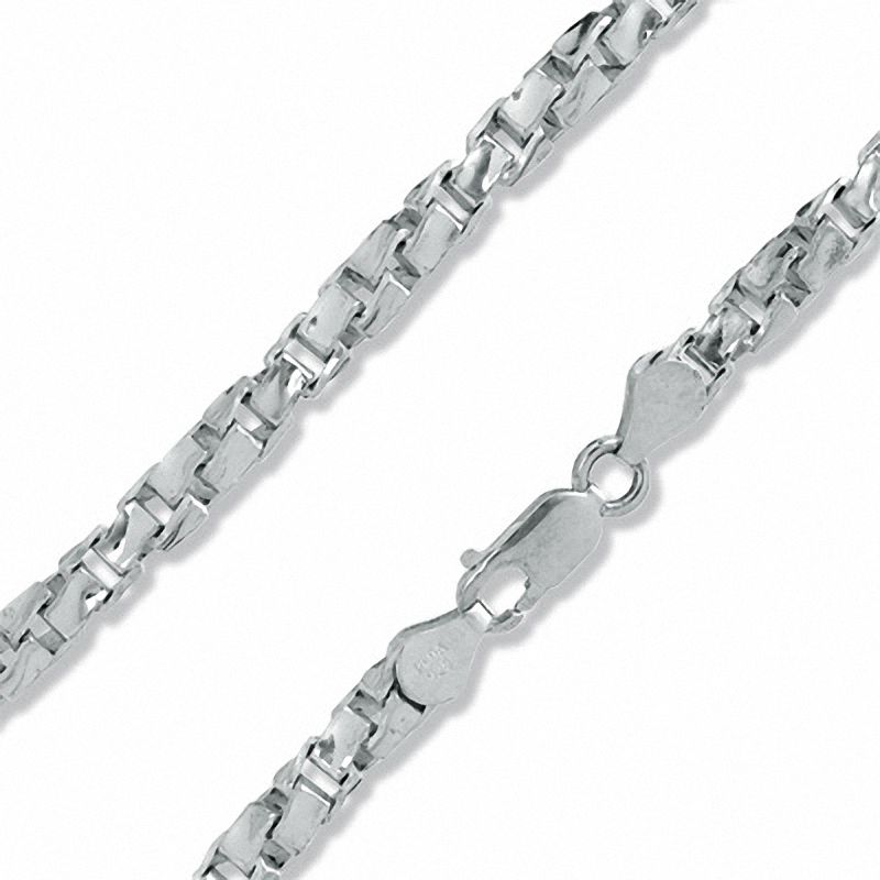 Main Image 1 of Sterling Silver 300 Gauge Concave Twisted Box Chain Necklace - 26"