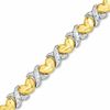 Thumbnail Image 1 of 14K Two-Tone Gold Diamond-Cut "X" and Heart Stampato Bracelet - 7.25"