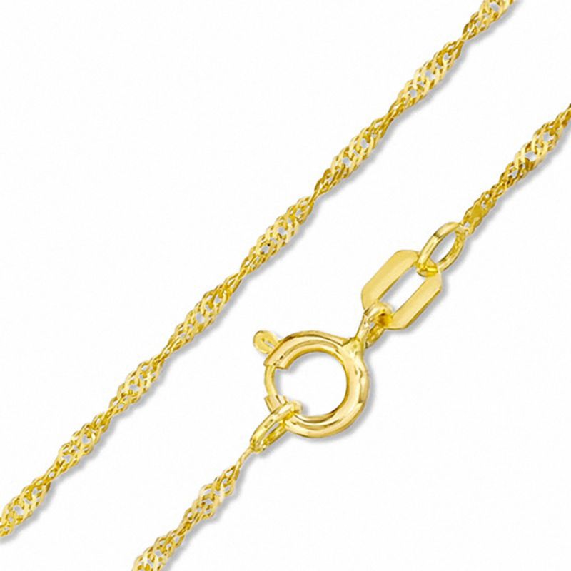 Main Image 1 of Child's 020 Gauge Solid Singapore Chain Necklace in 14K Gold - 13"