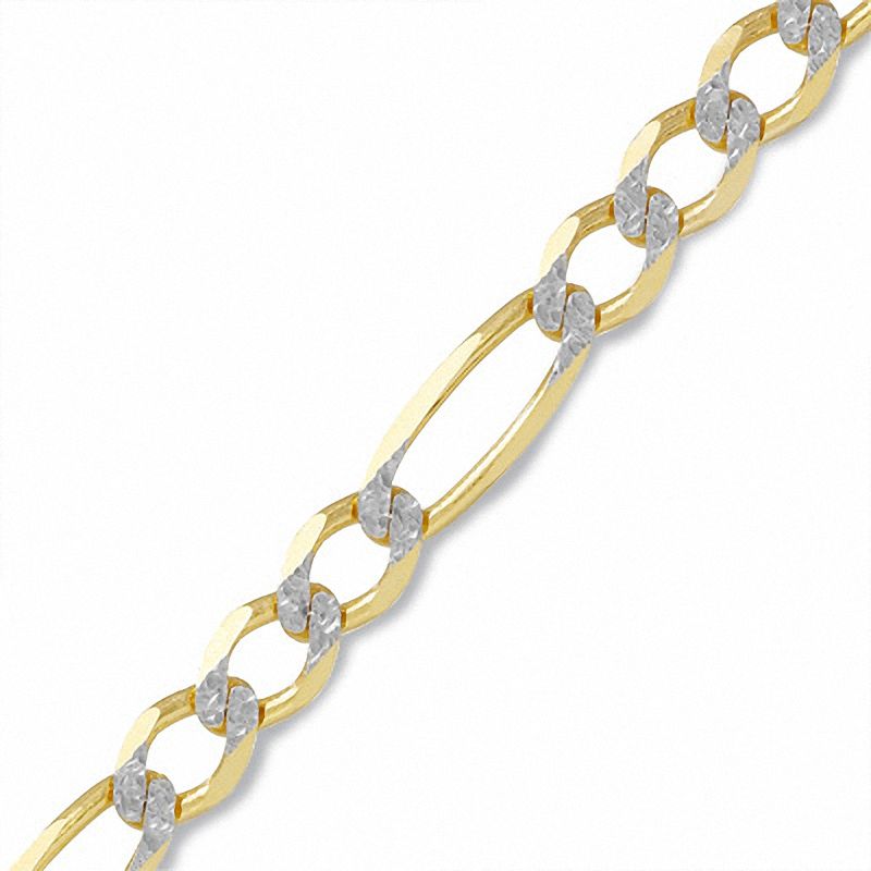 Main Image 1 of 10K Two-Tone Gold Pavé Figaro Chain Anklet