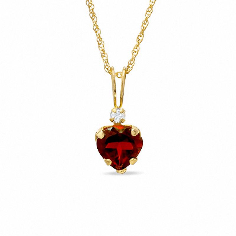 375 gold pendant - zircon heart outline, red heart-shaped garnet | Jewelry  Eshop