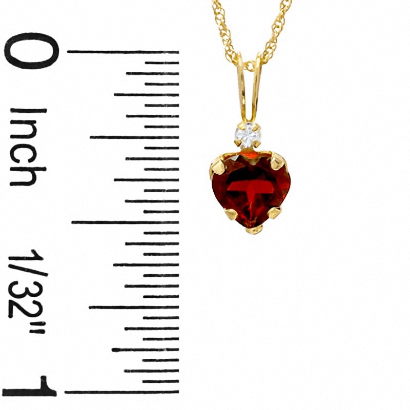 Main Image 2 of 6mm Heart-Shaped Garnet Pendant in 10K Gold with CZ
