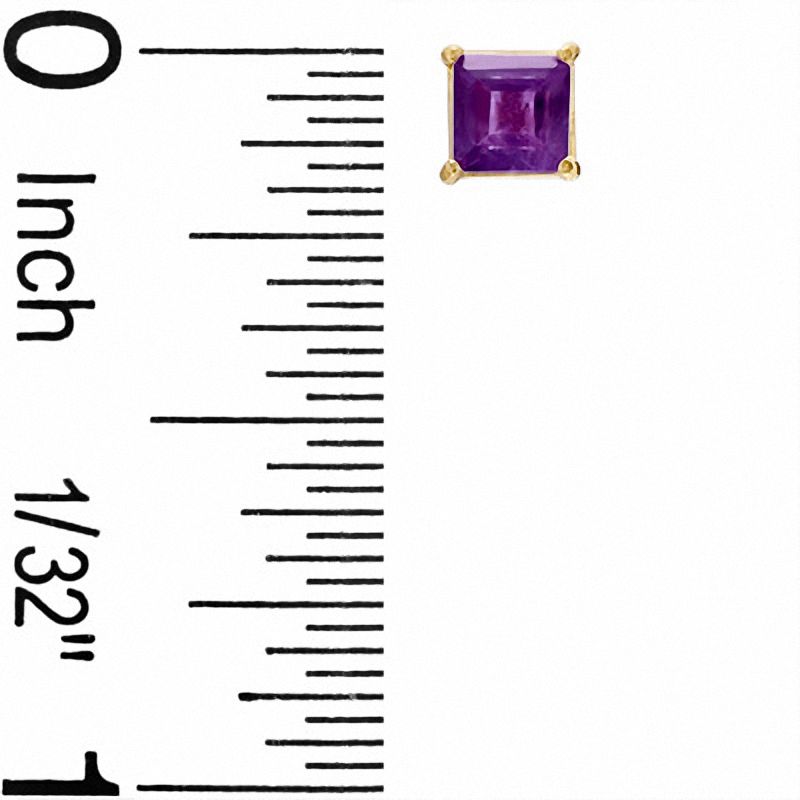 Main Image 2 of 4mm Princess-Cut Amethyst Stud Earrings in 10K Gold