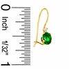 Oval Synethetic Emerald Drop Earrings in 10K Gold with CZ