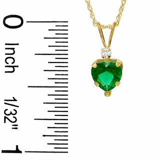 6mm Heart-Shaped Simulated Emerald Pendant in 10K Gold with Cubic Zirconia