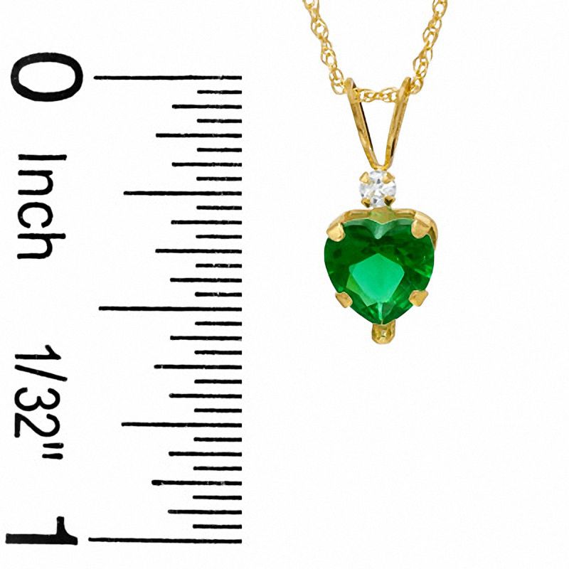 Main Image 2 of 6mm Heart-Shaped Simulated Emerald Pendant in 10K Gold with Cubic Zirconia