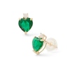 6mm Heart-Shaped Lab-Created Emerald and Cubic Zirconia Stud Earrings in 10K Gold