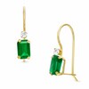 Thumbnail Image 0 of Emerald-Cut Synethetic Emerald Drop Earrings in 10K Gold with CZ