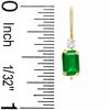 Emerald-Cut Synethetic Emerald Drop Earrings in 10K Gold with CZ