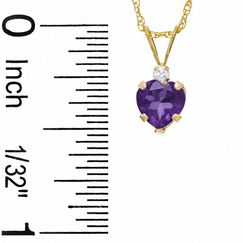 Main Image 2 of 6mm Heart Amethyst Pendant in 10K Gold with CZ