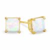 4mm Princess-Cut Lab-Created Opal Stud Earrings in 10K Gold
