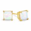 Thumbnail Image 1 of 4mm Princess-Cut Lab-Created Opal Stud Earrings in 10K Gold